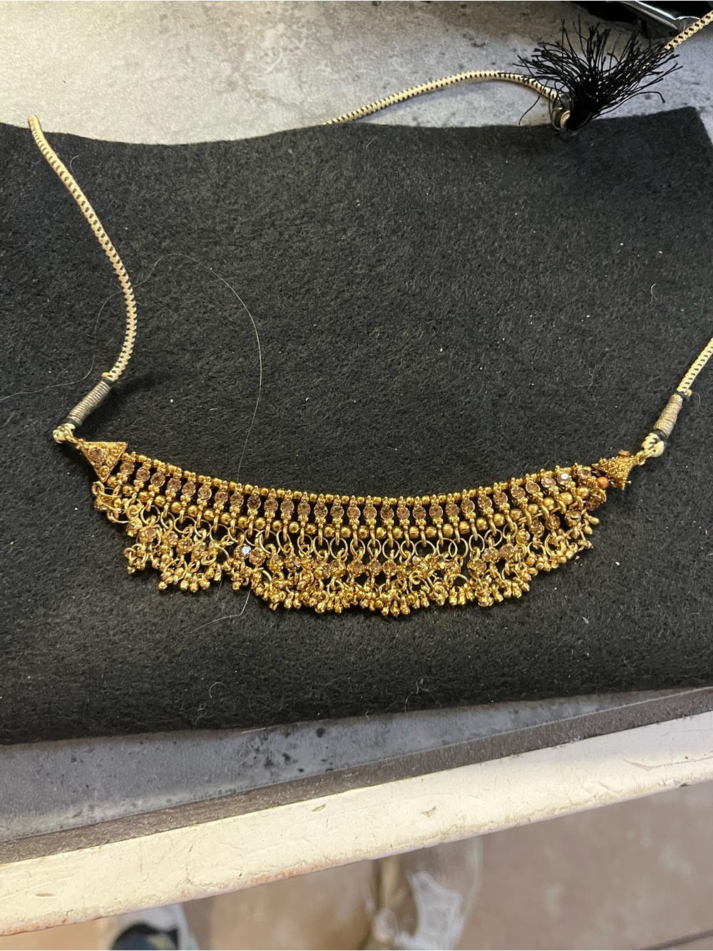 Gold-Tone Fringe Choker Necklace - Women Jewelry. 2